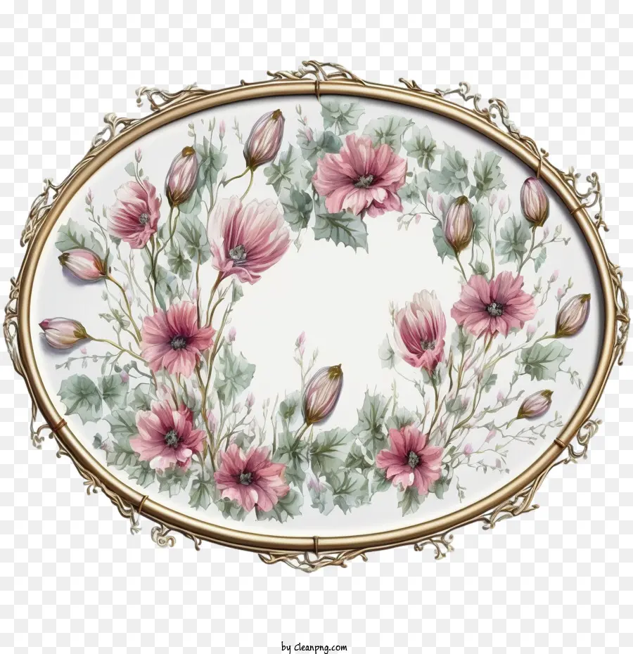 Moldura Oval，Floral Moldura PNG