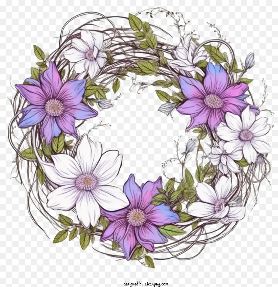 Clematis Wreath，Coroa De Flores PNG