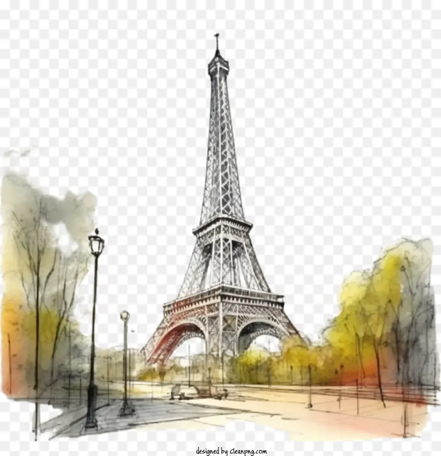 Torre Eiffel，Aquarela Torre Eiffel PNG