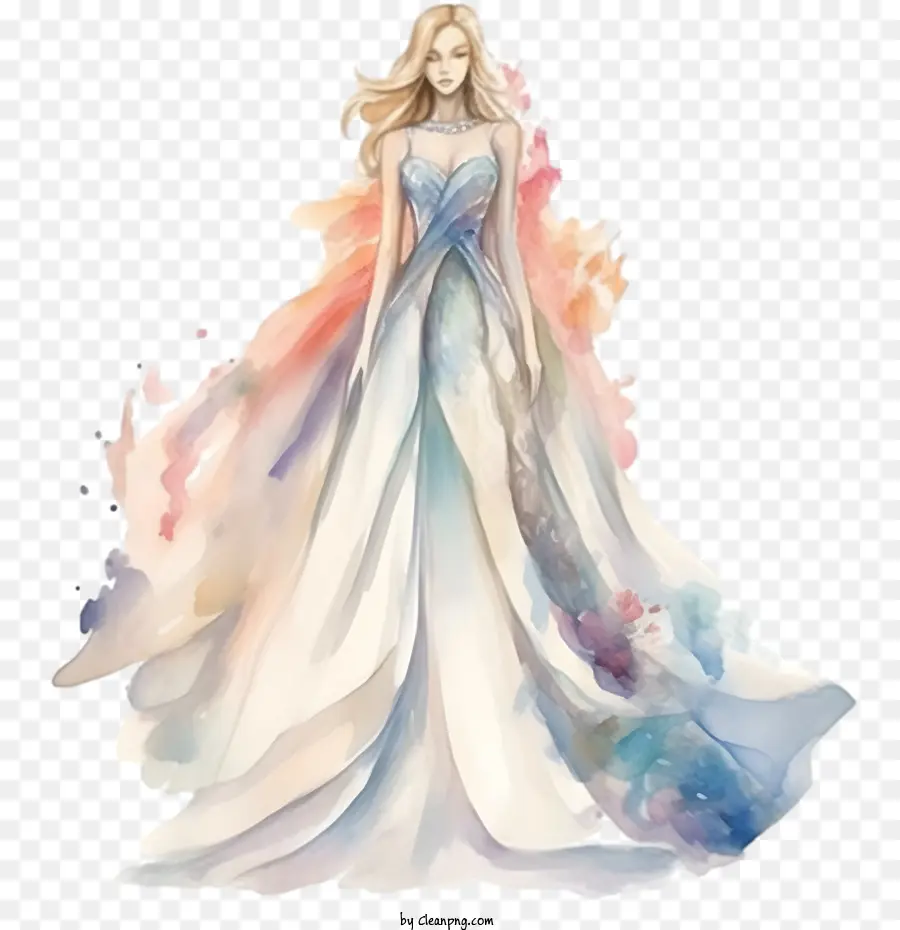 Vestido De Noiva，Vestido De Noiva Em Aquarela PNG