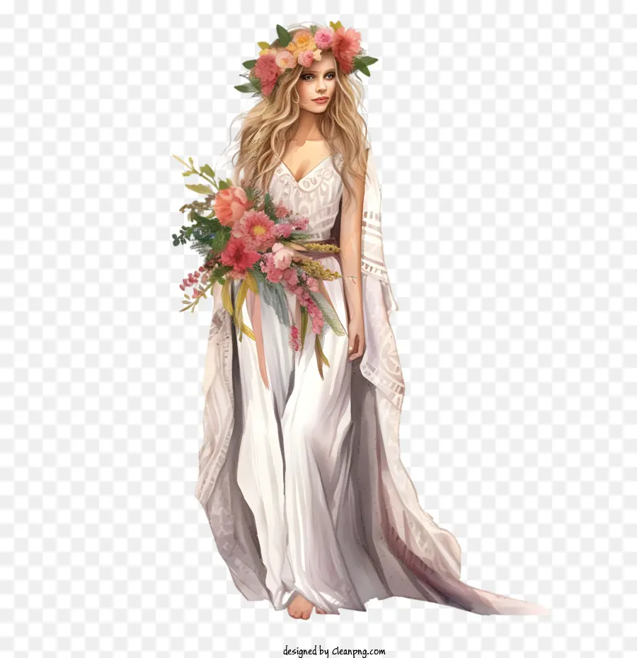 Vestido De Noiva，Vestido De Noiva Em Aquarela PNG