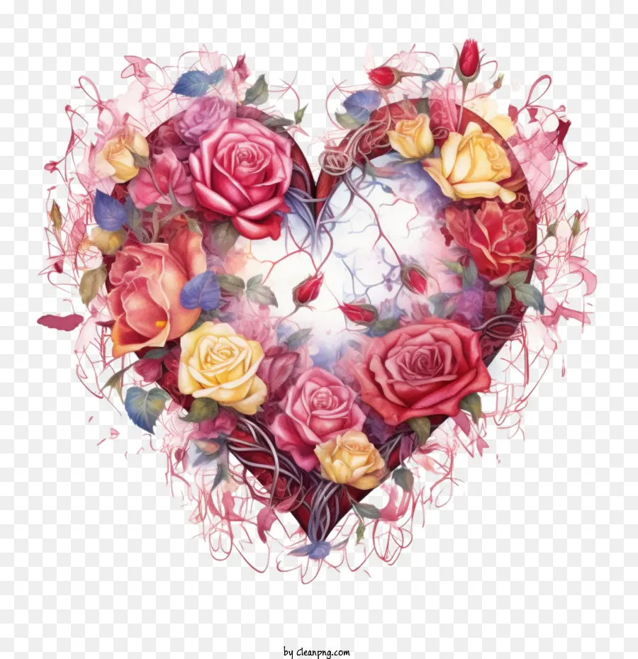 Coração Floral，Rose Coração PNG
