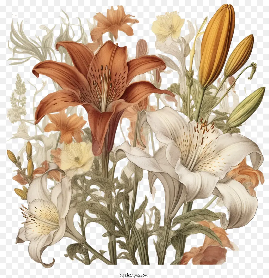 Lírio Vintage，Flores De Lírio PNG