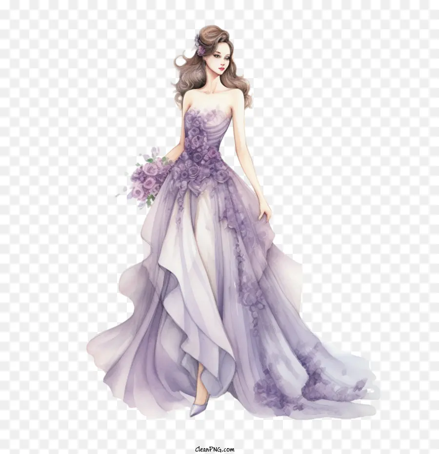 Vestido De Noiva，Vestido De Noiva Em Aquarela PNG