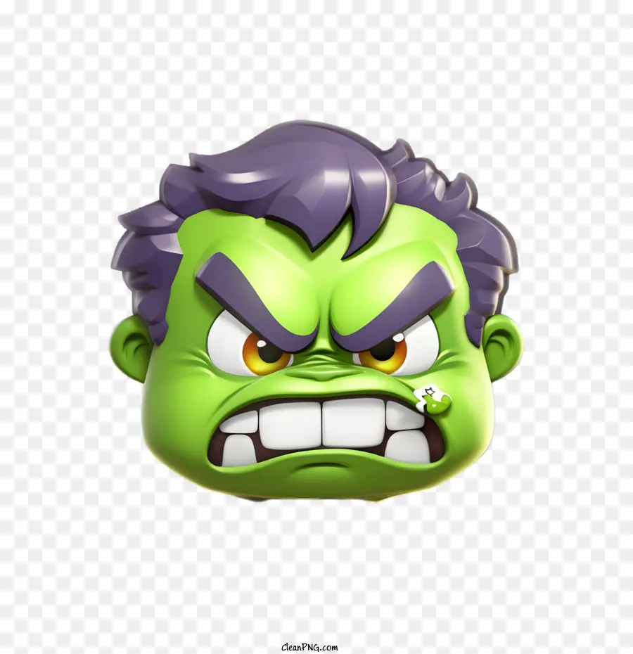 Emoji，Cara Verde Irritada PNG