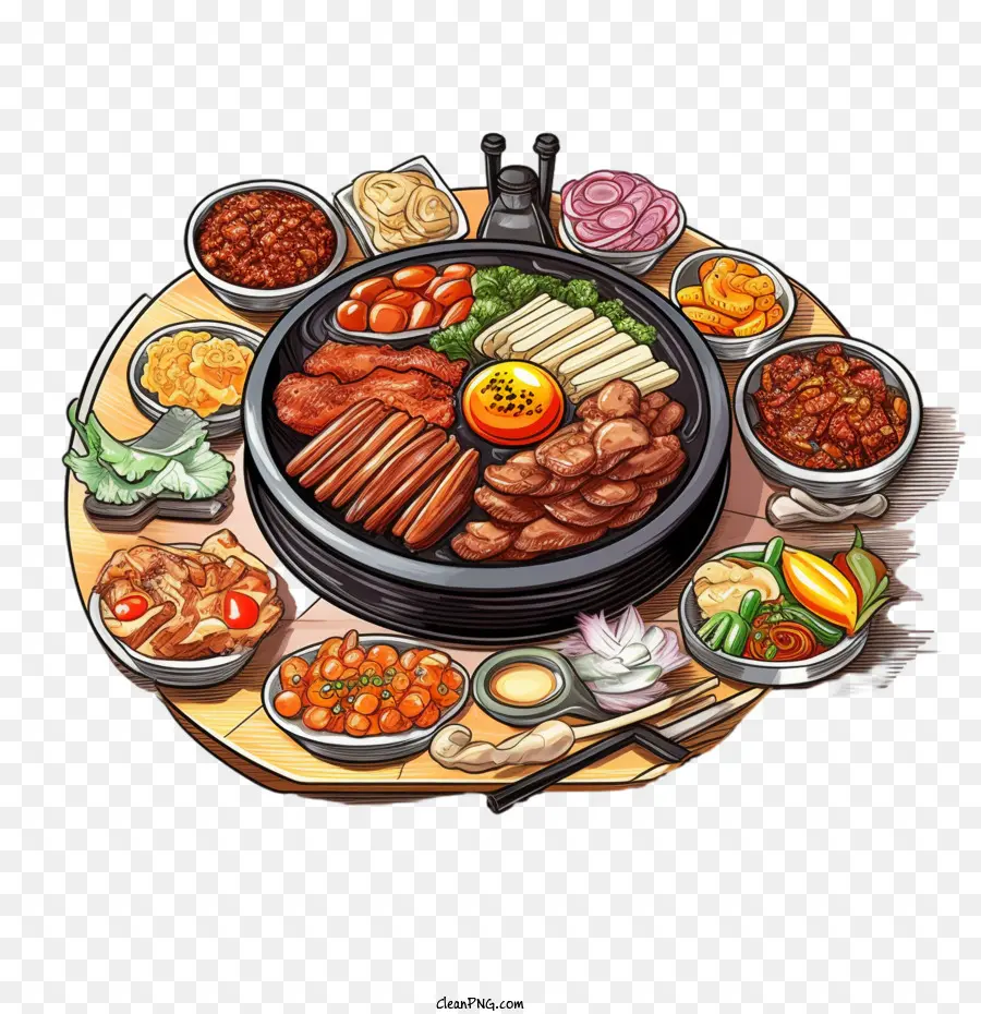 Doodle Food Coreana，Comida Coreana PNG