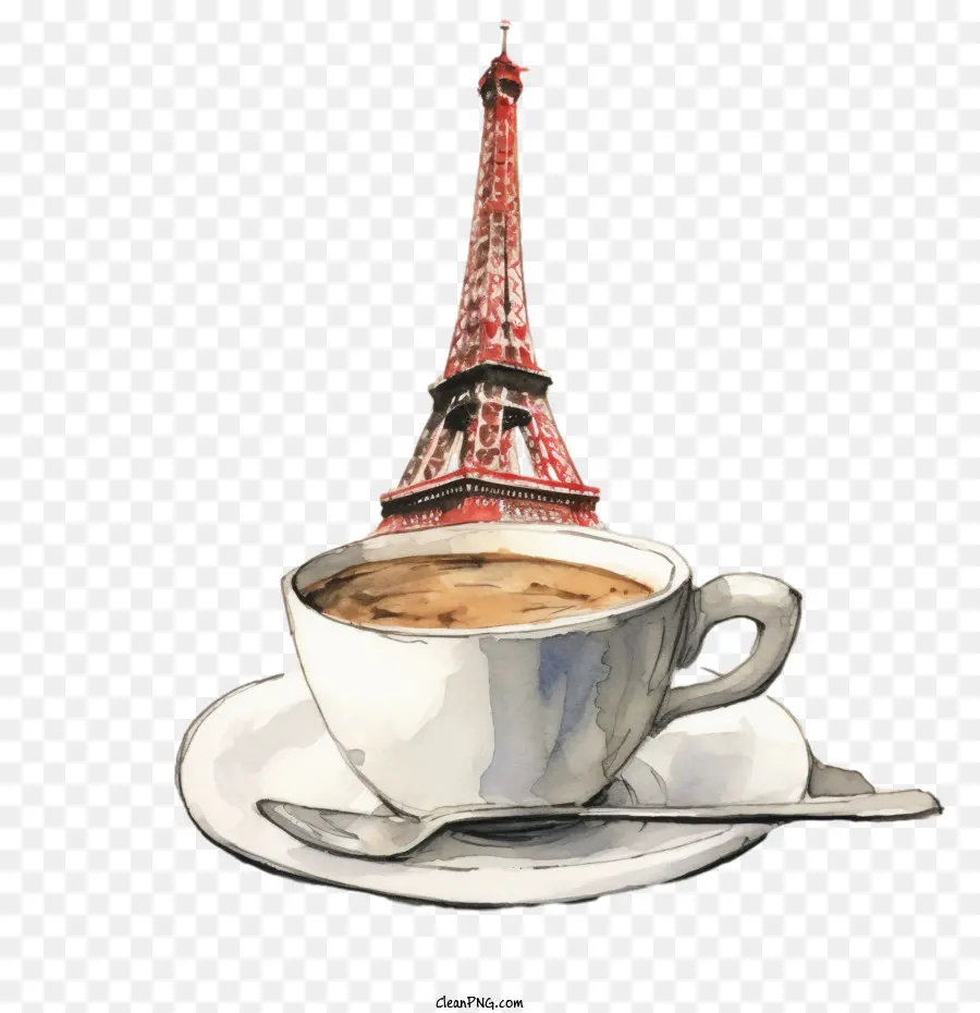 Torre Eiffel，Xícara De Café PNG