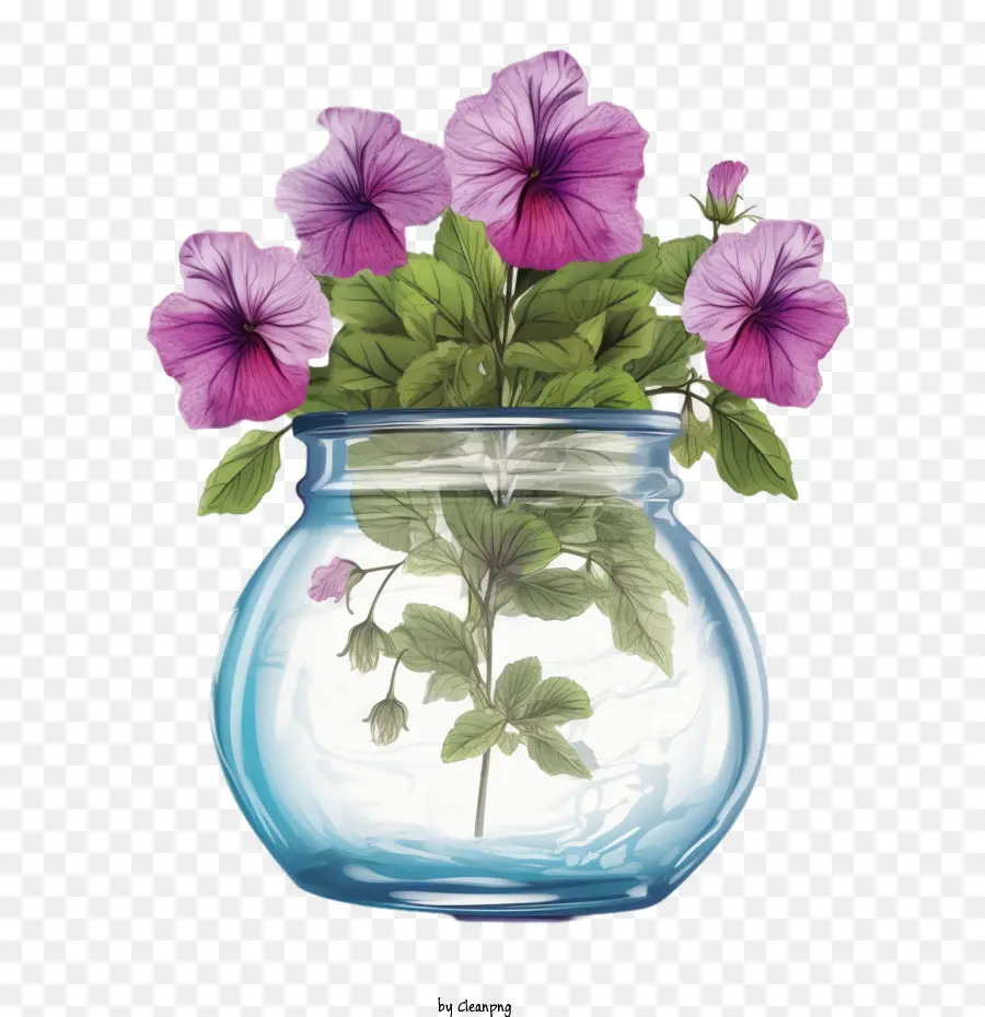 Flor Petúnia，O Vaso De Flor PNG
