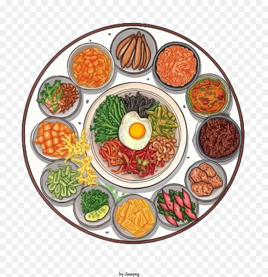 Doodle Food Coreana，Comida Coreana PNG