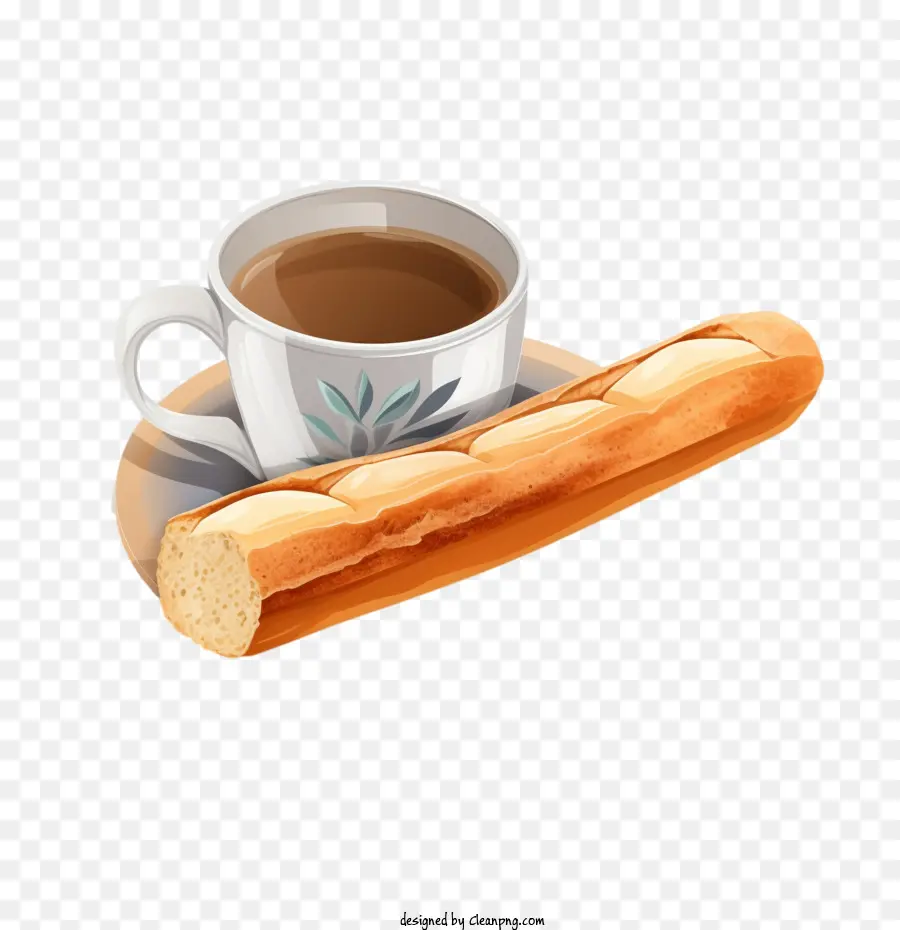 Pão Baguete，Café E Pão PNG