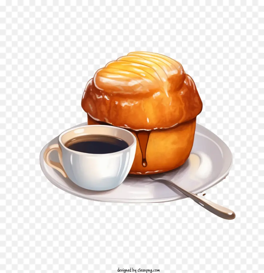 Pão Brioche，Pastel Com Café PNG