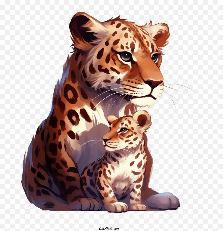 Pai E Filho，Leopardo E Filhote PNG