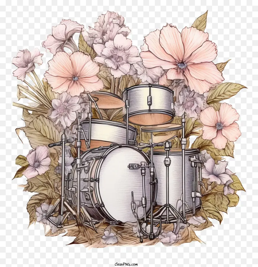 Drums，Flores Cor De Rosa PNG
