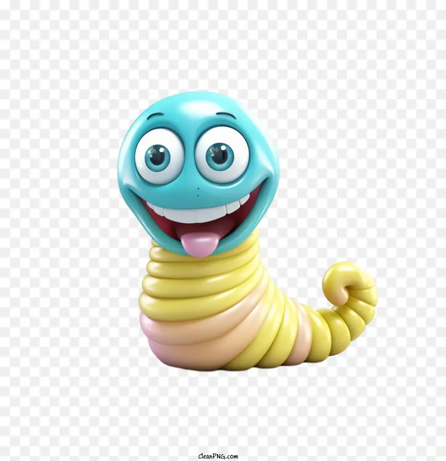 Cartoon Worm，Smiley Face PNG