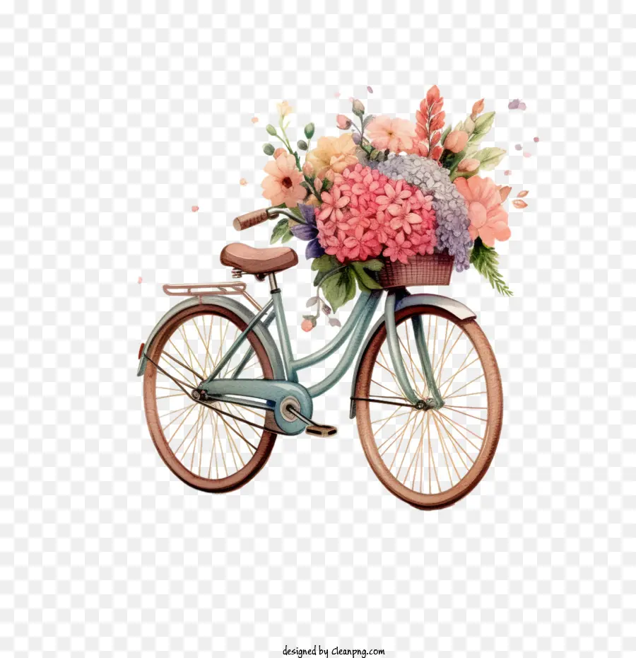 Bicicleta，Bicicleta Com Flores PNG