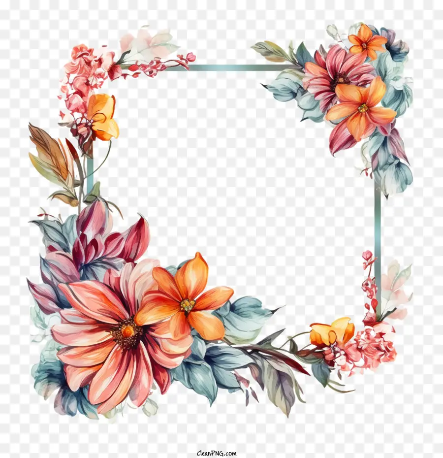 Flower Frame，Floral Moldura PNG
