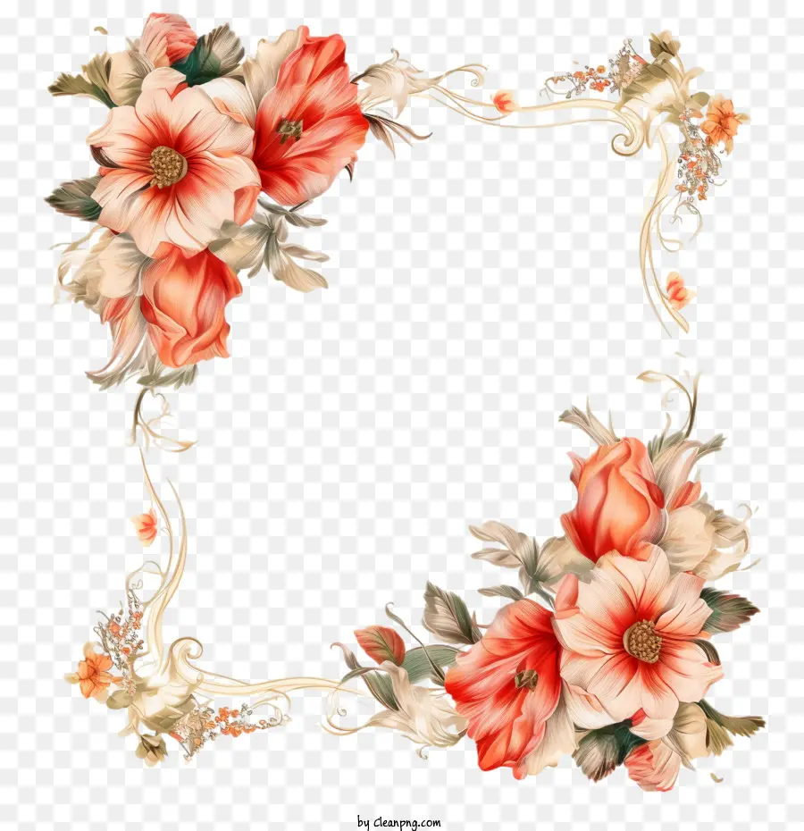 Flower Frame，Floral Moldura PNG