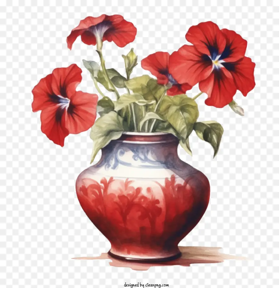 Flor Petúnia，Vaso PNG