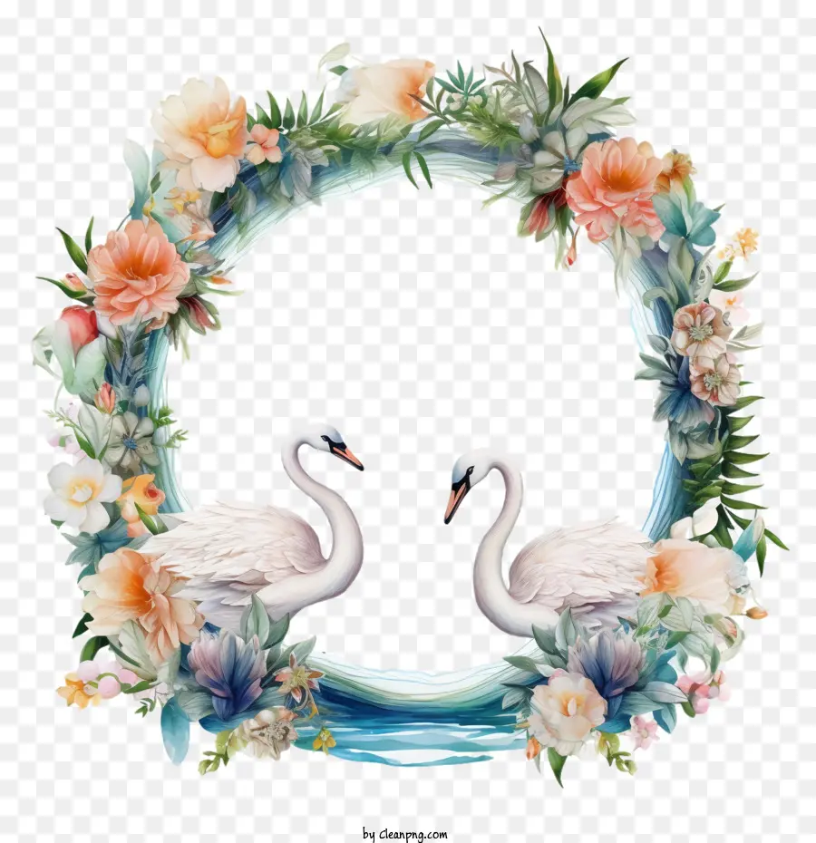 Flower Frame，Swan PNG