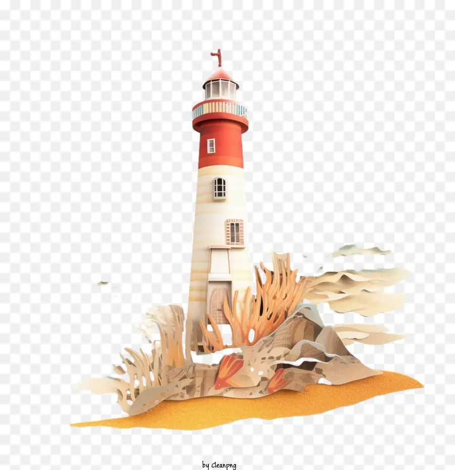 Lighthouse，Farol De Arte De Papel PNG