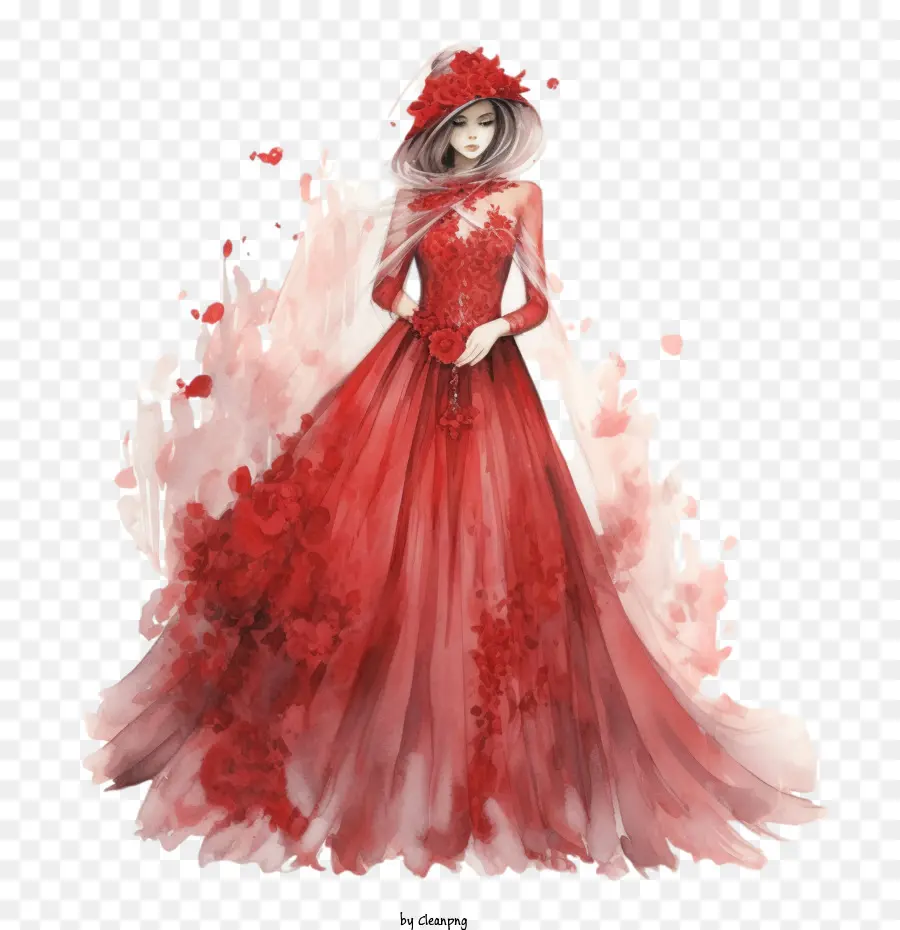 Vestido De Noiva，Vestido Vermelho PNG