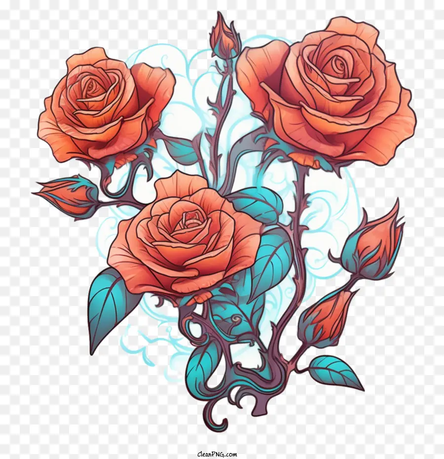 Rosa Dos Desenhos Animados，Rosas Laranja PNG