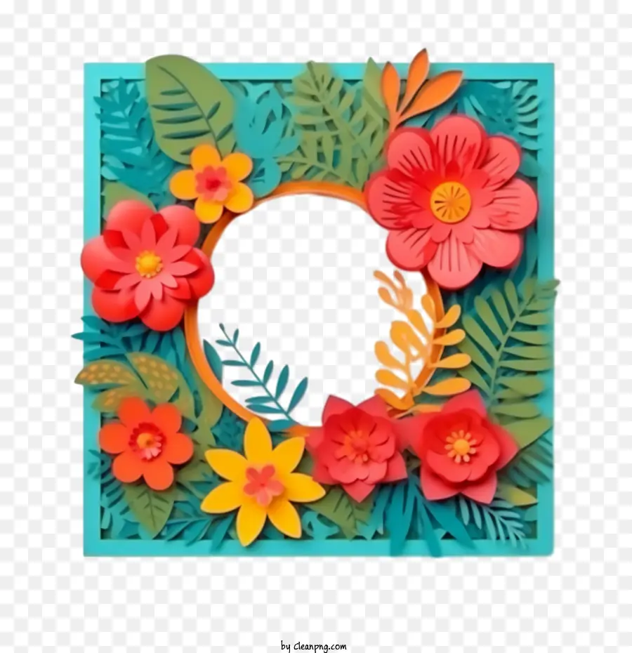 Flower Frame，Papel De Flor De Arte Quadro PNG