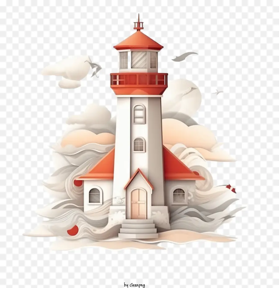 Lighthouse，Farol De Arte De Papel PNG