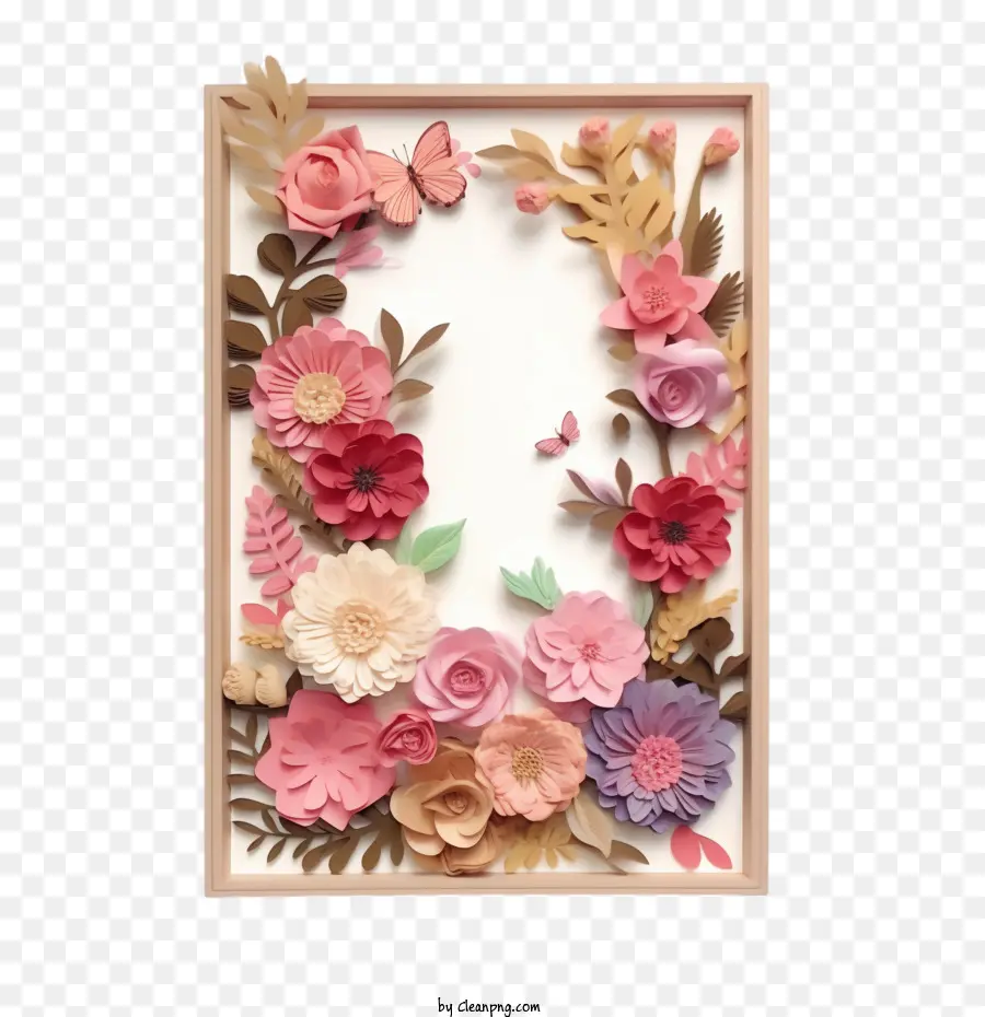 Flower Frame，Papel De Flor De Arte Quadro PNG