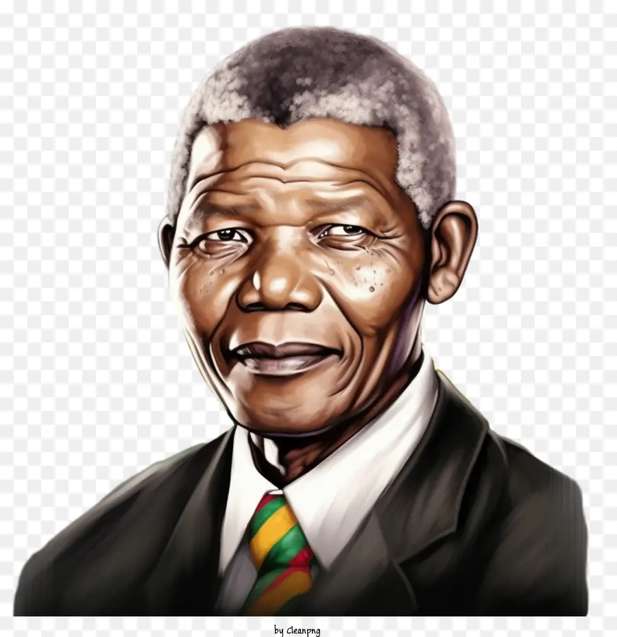 Nelson Mandela，Retrato Colorido PNG