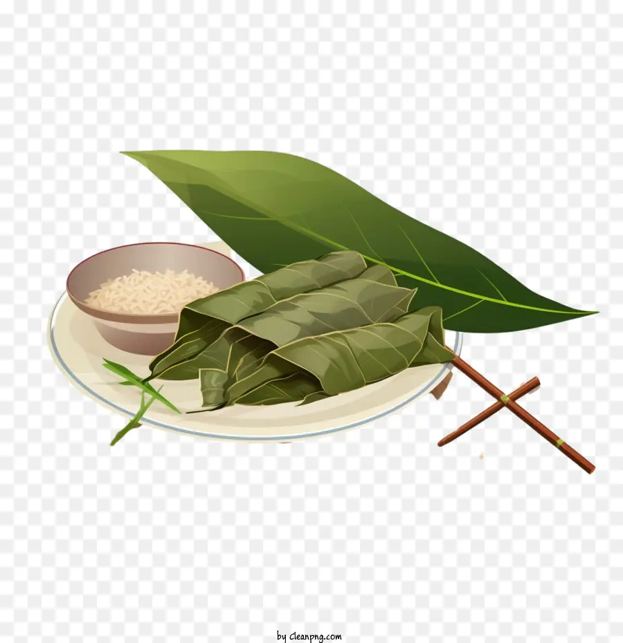 Comida Asiática，Folhas De Bananeira PNG
