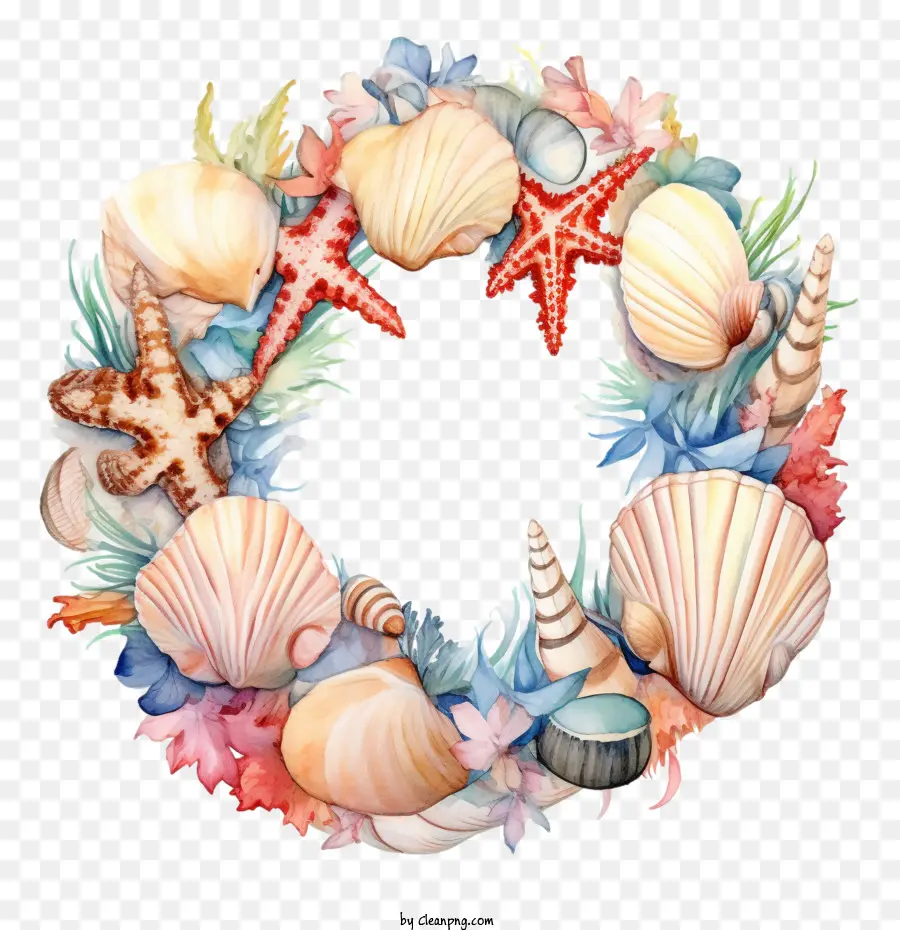 Seashell Quadro，Aquarela PNG