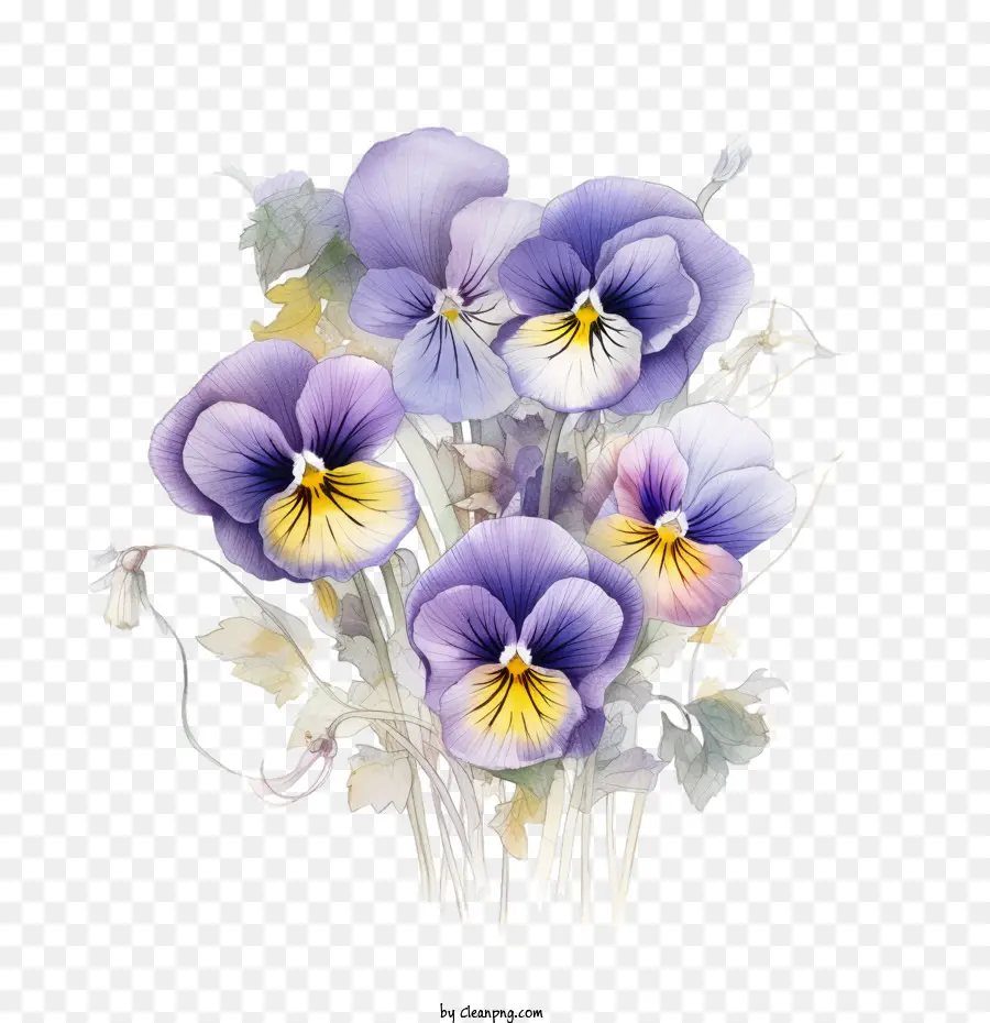 Pansy Flor，Roxo PNG
