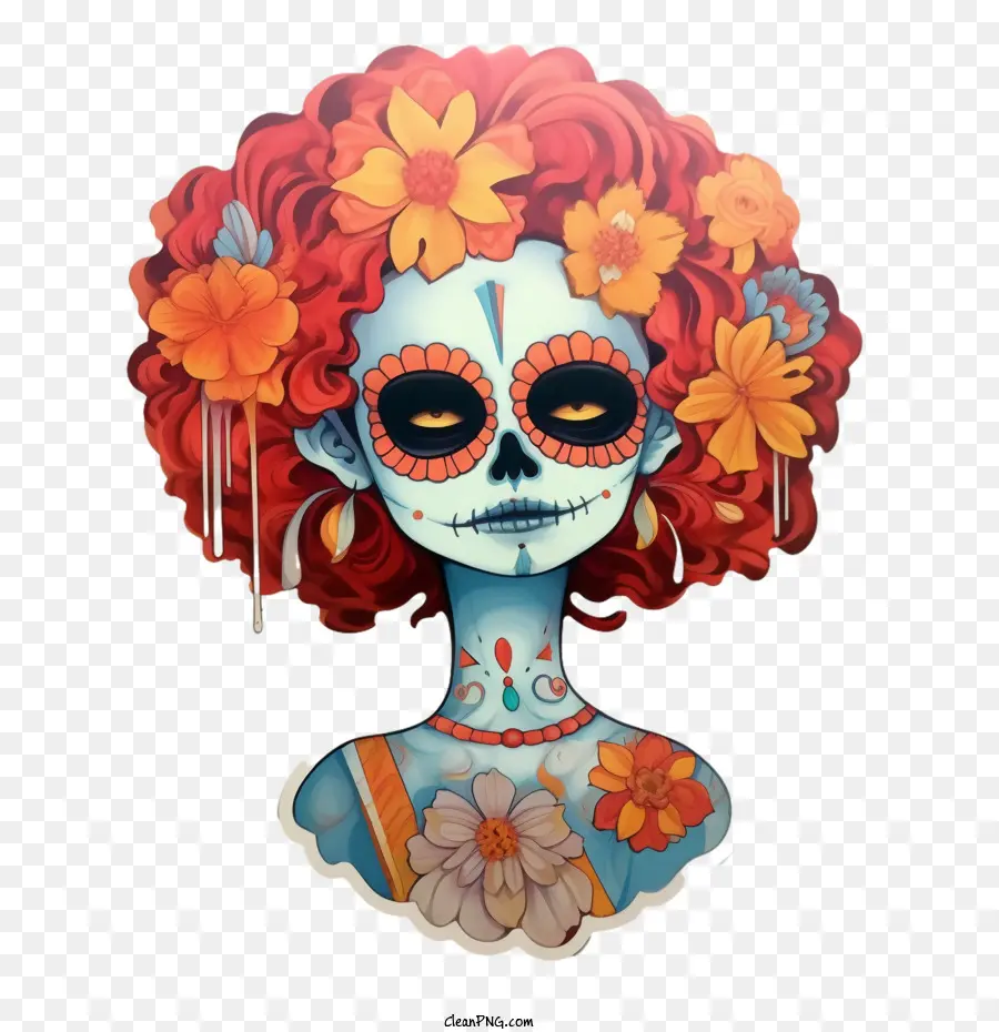 Skelita Calaveras，Crânio Colorido PNG