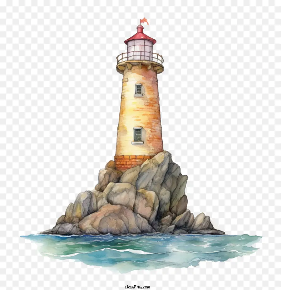 Lighthouse，Aquarela PNG