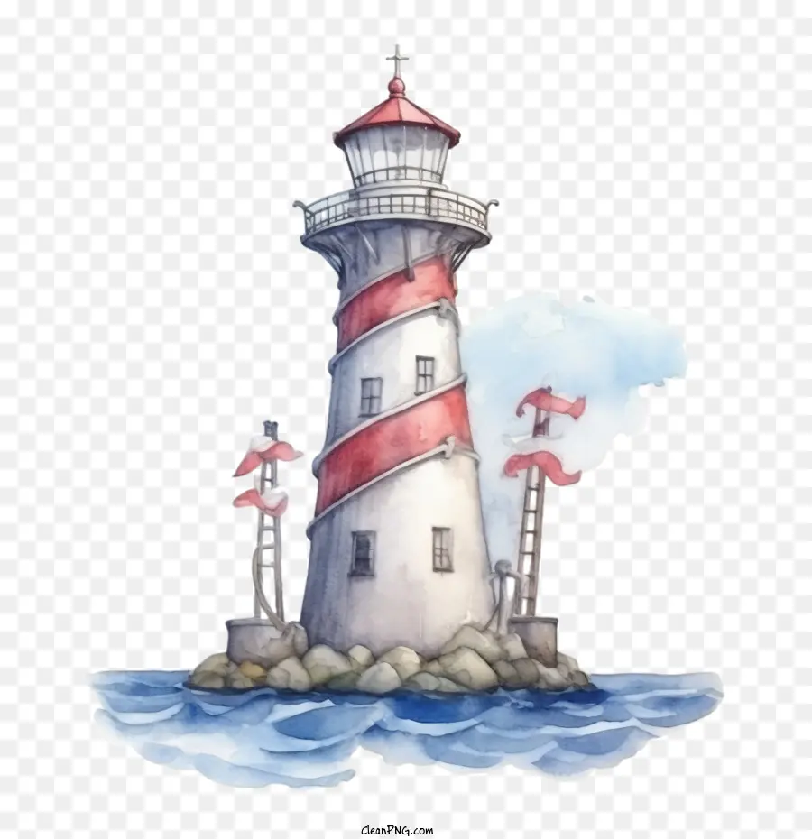 Lighthouse，Aquarela PNG