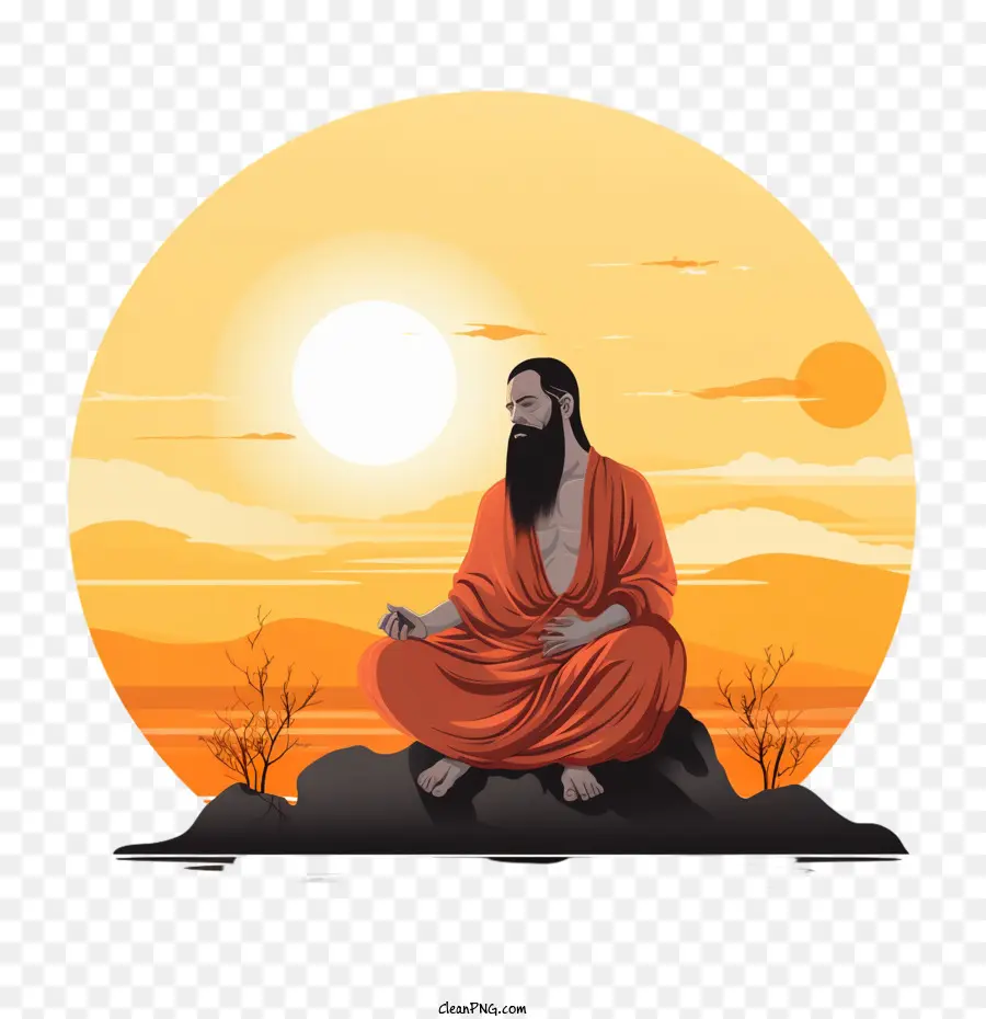 Guru Purnima，Homem Meditando PNG