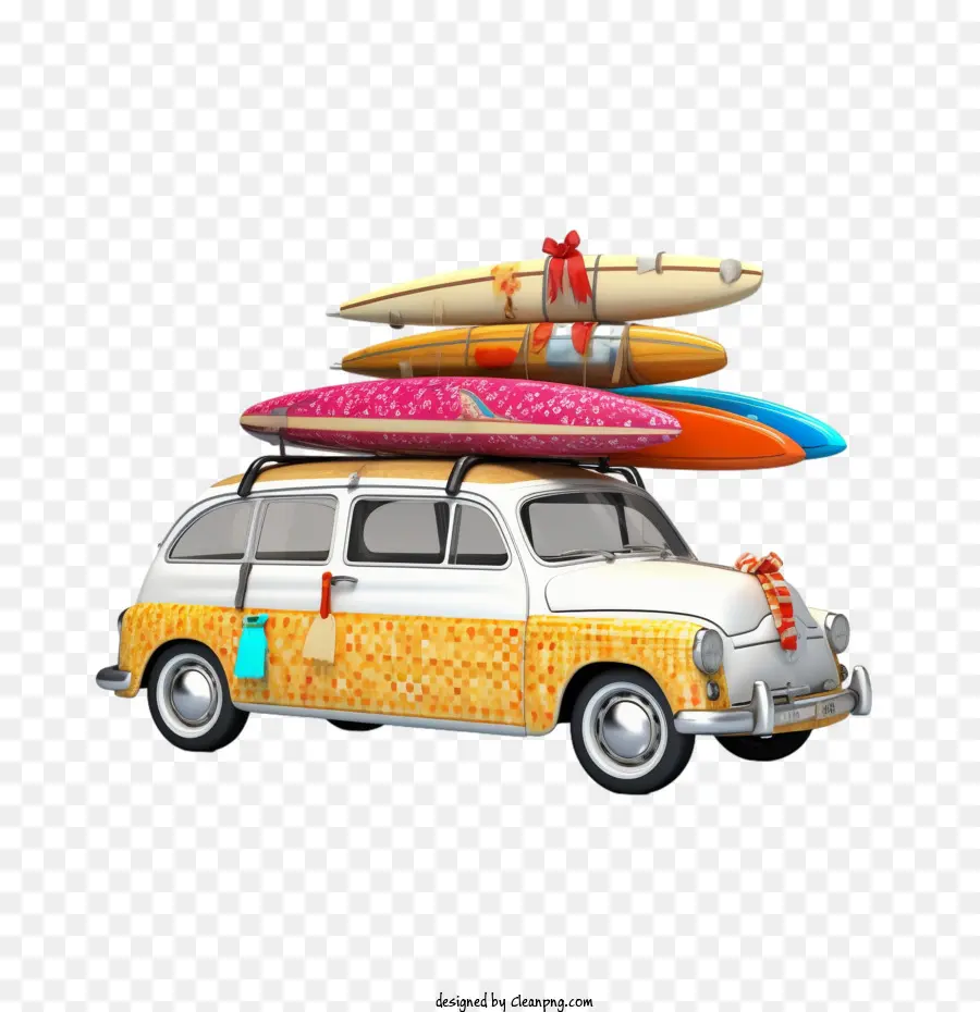 Carro Retrô，Pranchas De Surf No Carro PNG