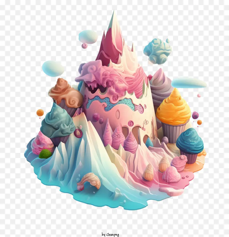 Montanha De Sorvete，Montanha De Cupcake PNG