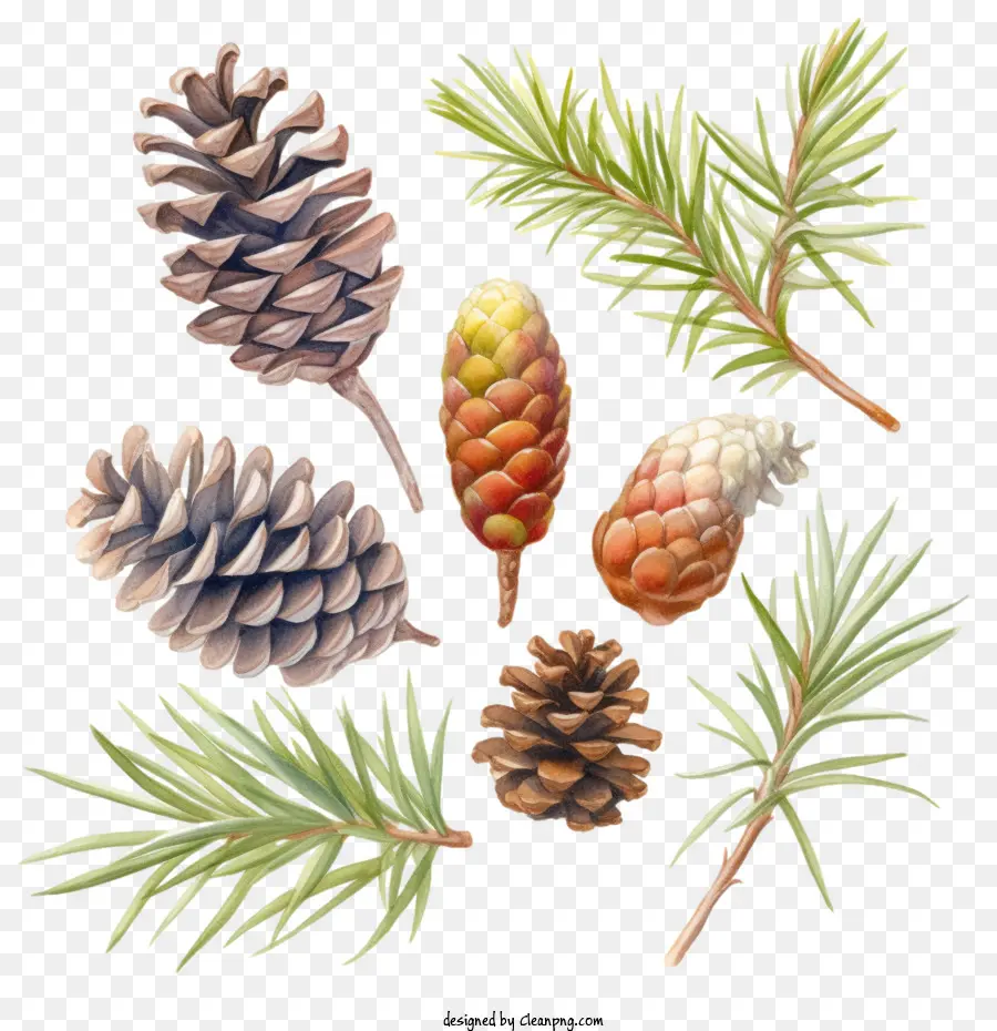 Pinecone，Aquarela PNG