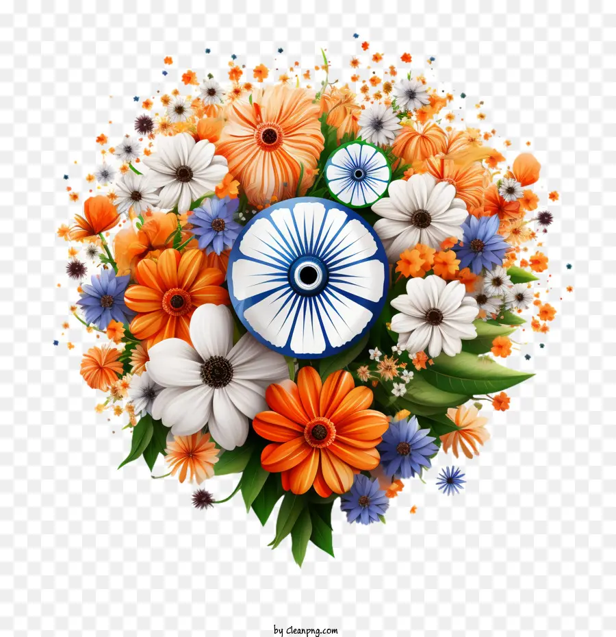 Dia Da Independência Da índia，Flor Coroa De Flores PNG