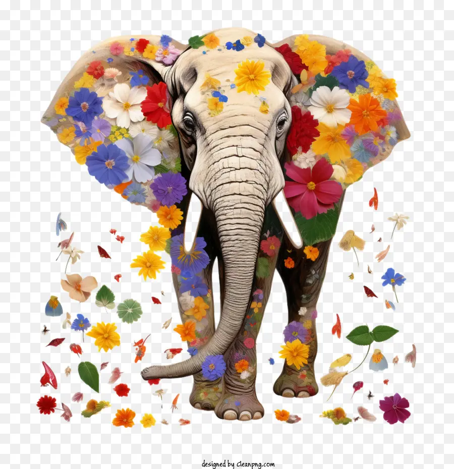 Elefante，Flores PNG