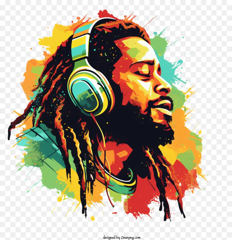 Dia Internacional Do Reggae，Homem Com Fones De Ouvido PNG