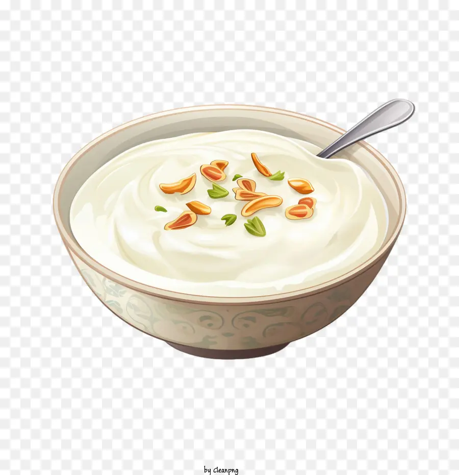 Puro Khurma，Tigela De Iogurte Com Colher PNG