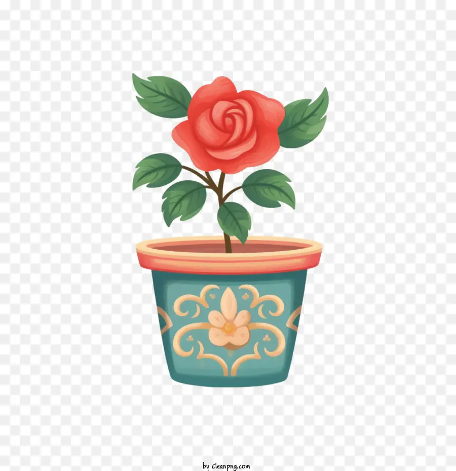 Rosa，Vaso De Flores PNG