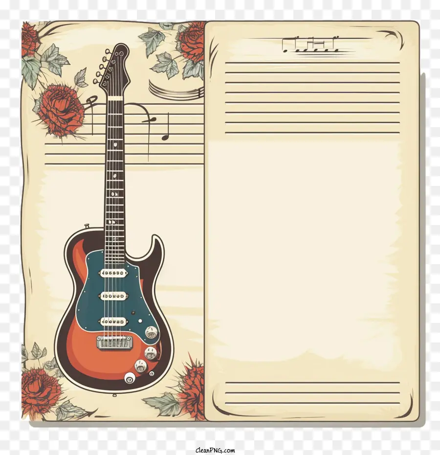 Modelo De Notas，Bloco De Notas De Guitarra PNG