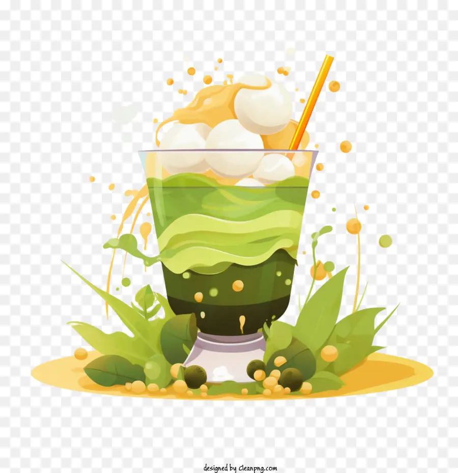 Chá De Bolha Matcha，Bebida Verde PNG