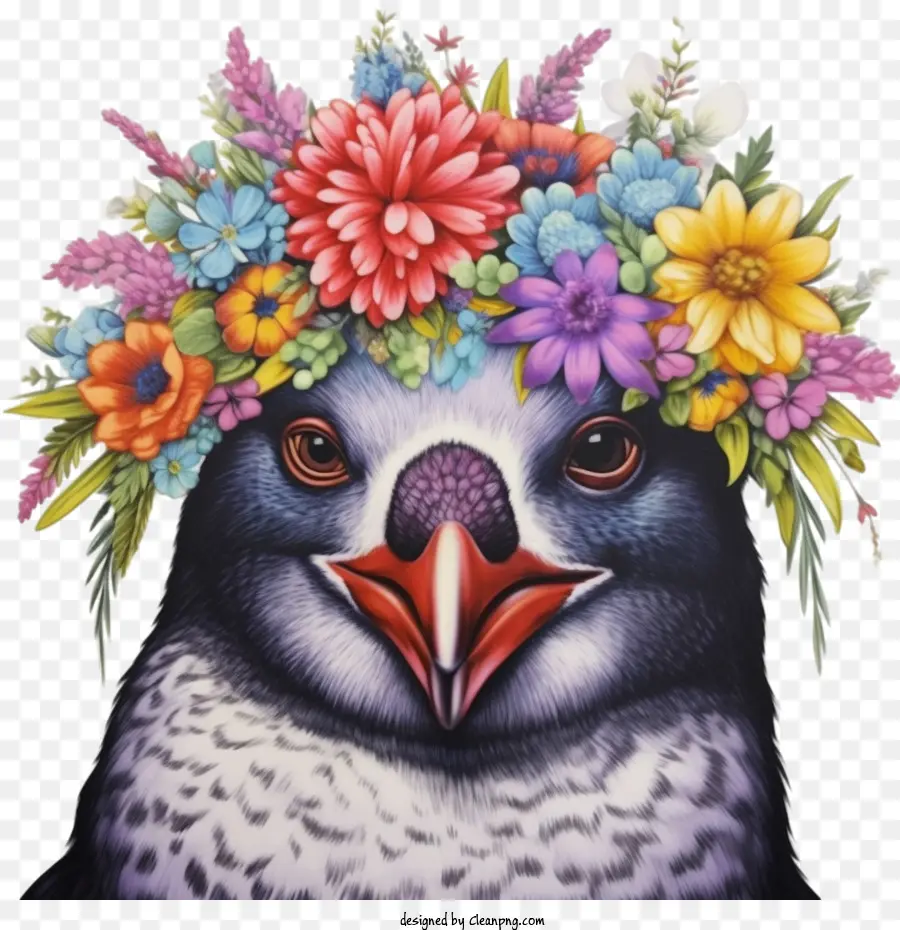 Pinguim，Flores PNG