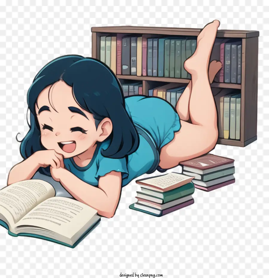 Livro De Leitura，Menina Lendo PNG