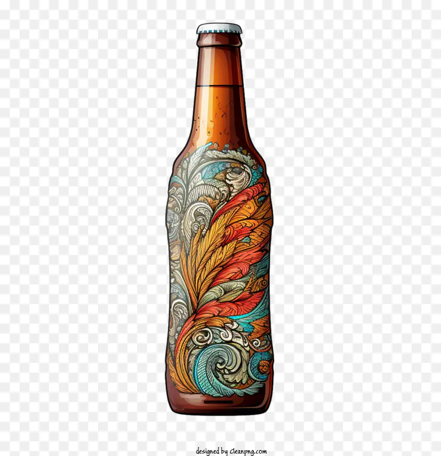 Garrafa De Cerveja，Floral PNG